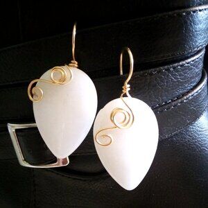 White Statement Earrings ~ Wire Wrapped Femininity meet Casual Business Style